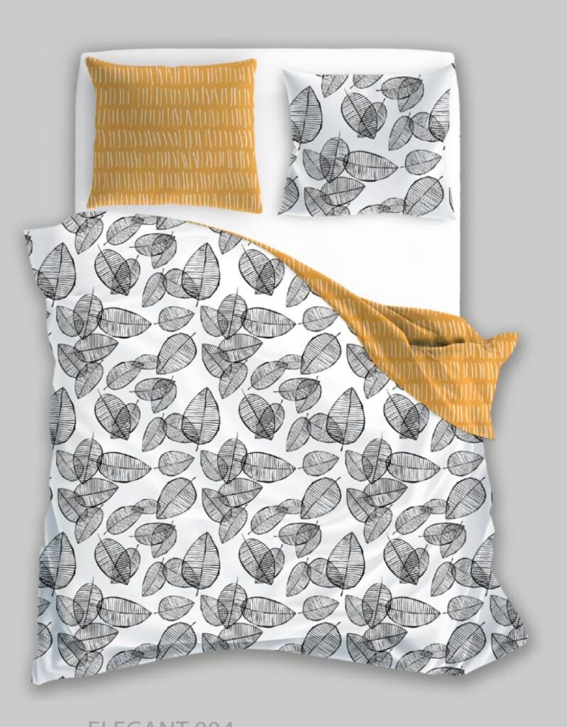 Luxurious Double-Face Cotton Bedding Set – Leafy Elegance
