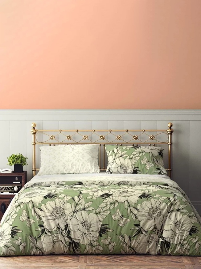 Green Floral Cotton Bedding Set - Elegant Comfort for Sweet Dreams