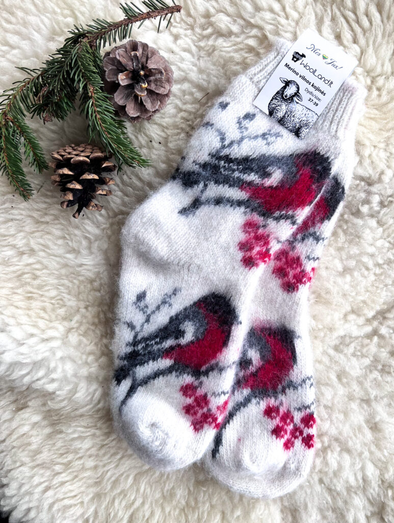 Cozy Bird Print Merino Wool Socks for Women