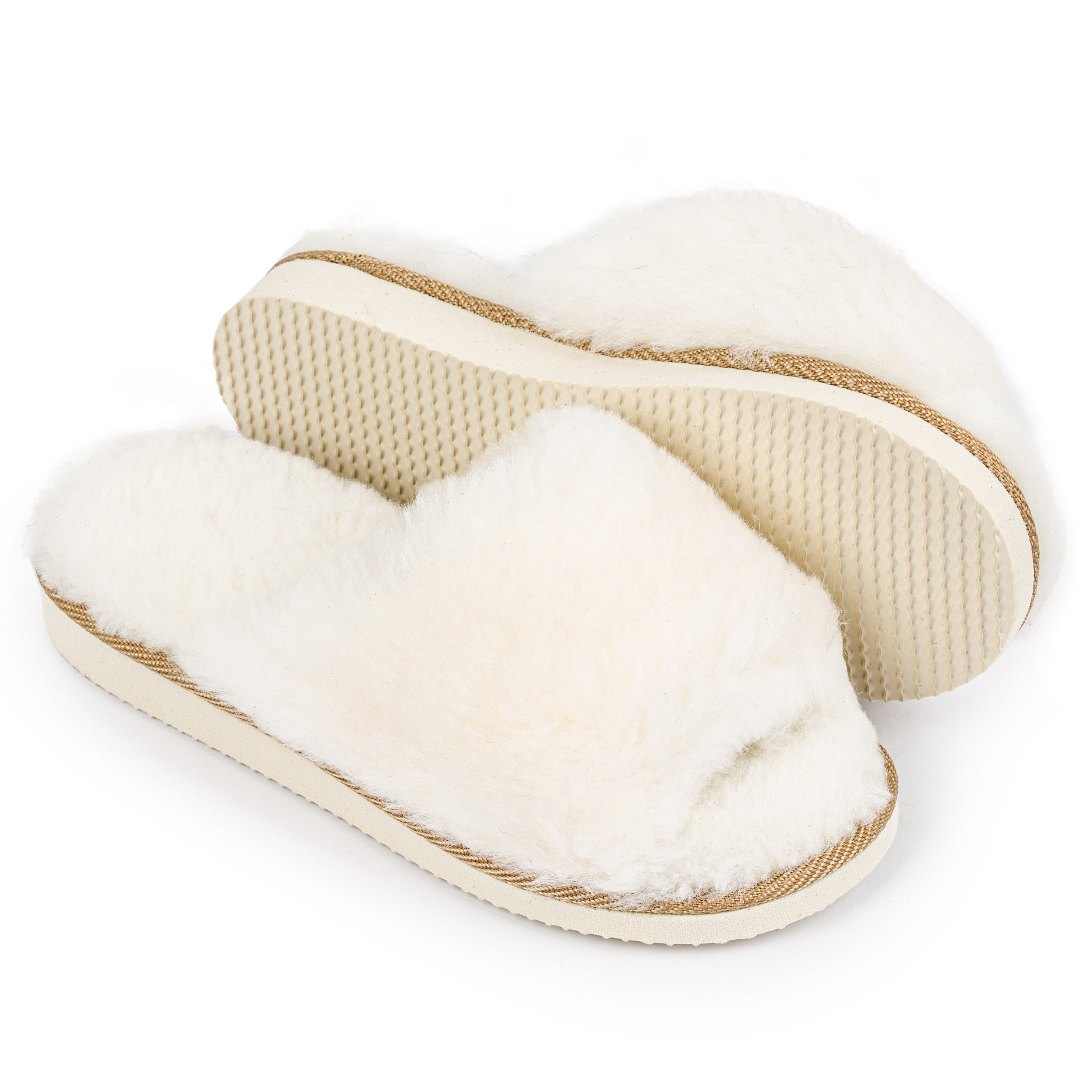 Woollen, fur slippers