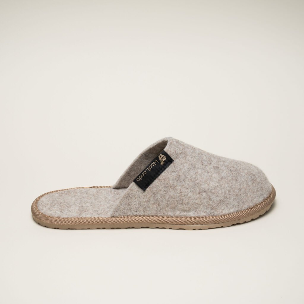 Woolland embossed natural wool felted slippers BEIGE