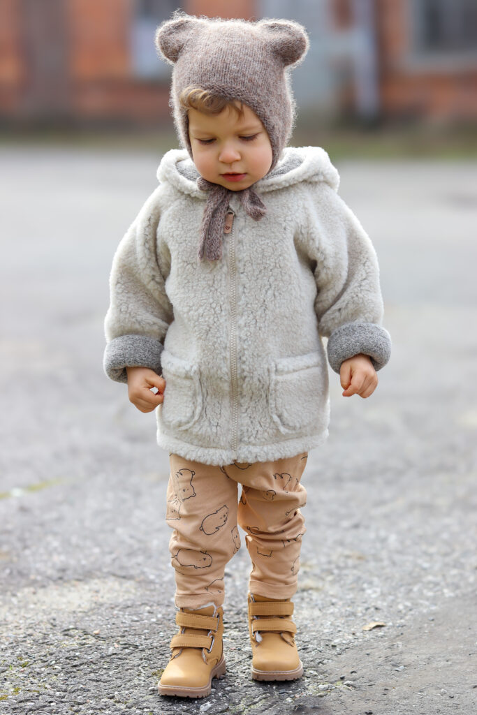 Zaffiro lambswool children's hooded jacket in CREAM