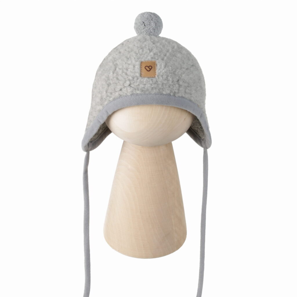 Zaffiro children's lambswool cap grey with pompom