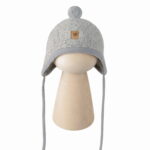 Zaffiro children's lambswool cap grey with PONPON