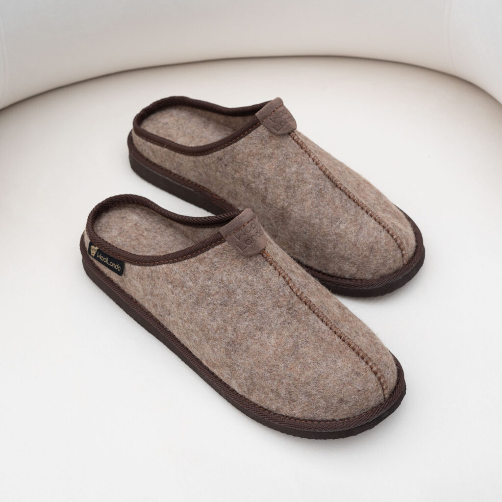 Woolland embossed natural wool felted slippers SAND