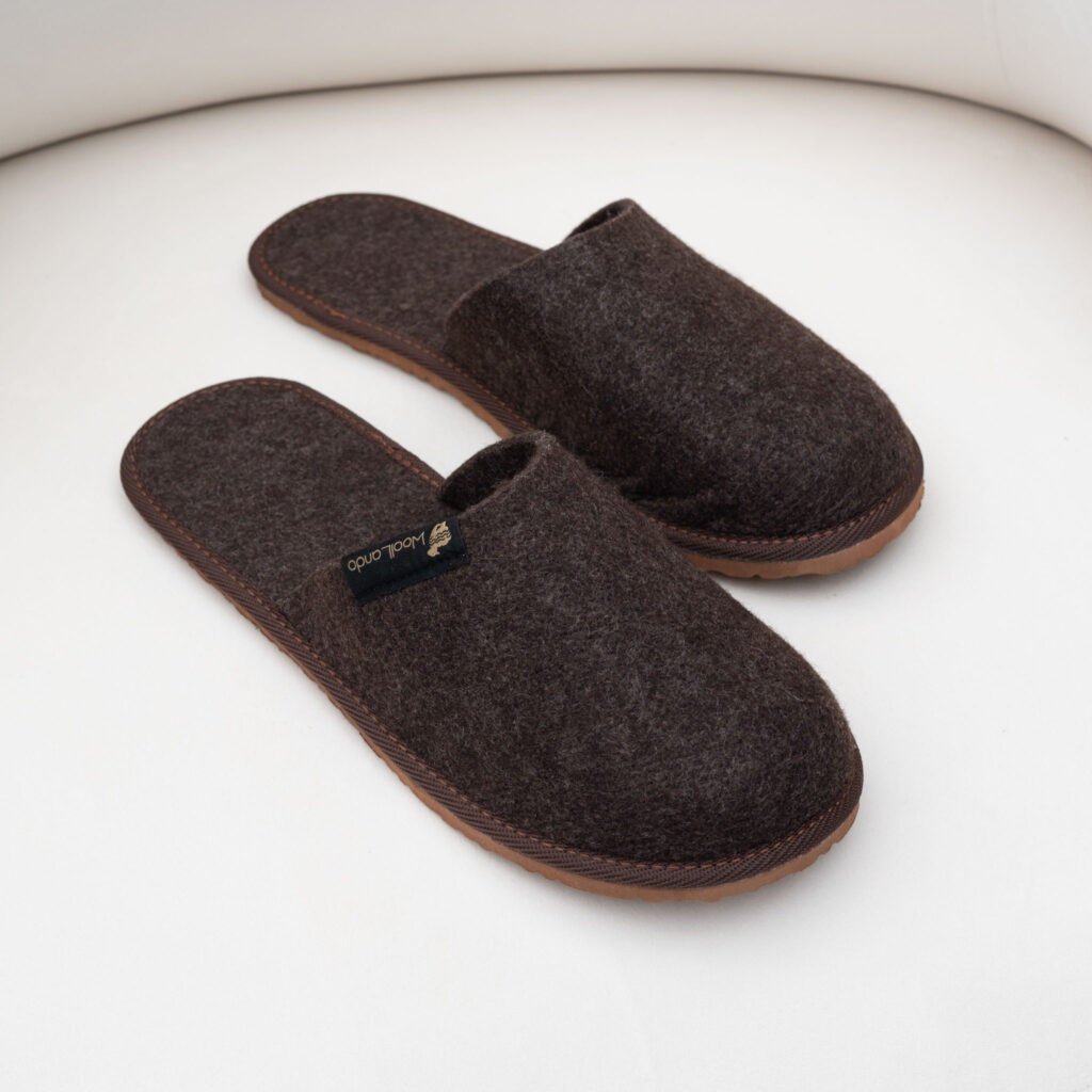 Woolland embossed natural wool felted slippers NUT