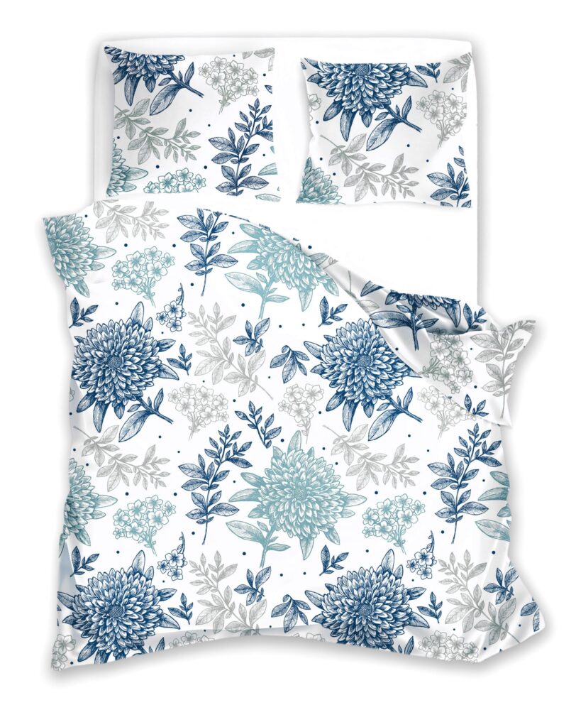 BLUE FLOWERS cotton bedding set 160x200