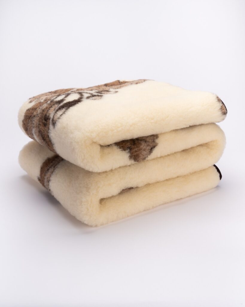 WoolLando natural merino wool lightweight blanket OAK