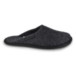 Impressive black natural wool felted slippers MUSTJA