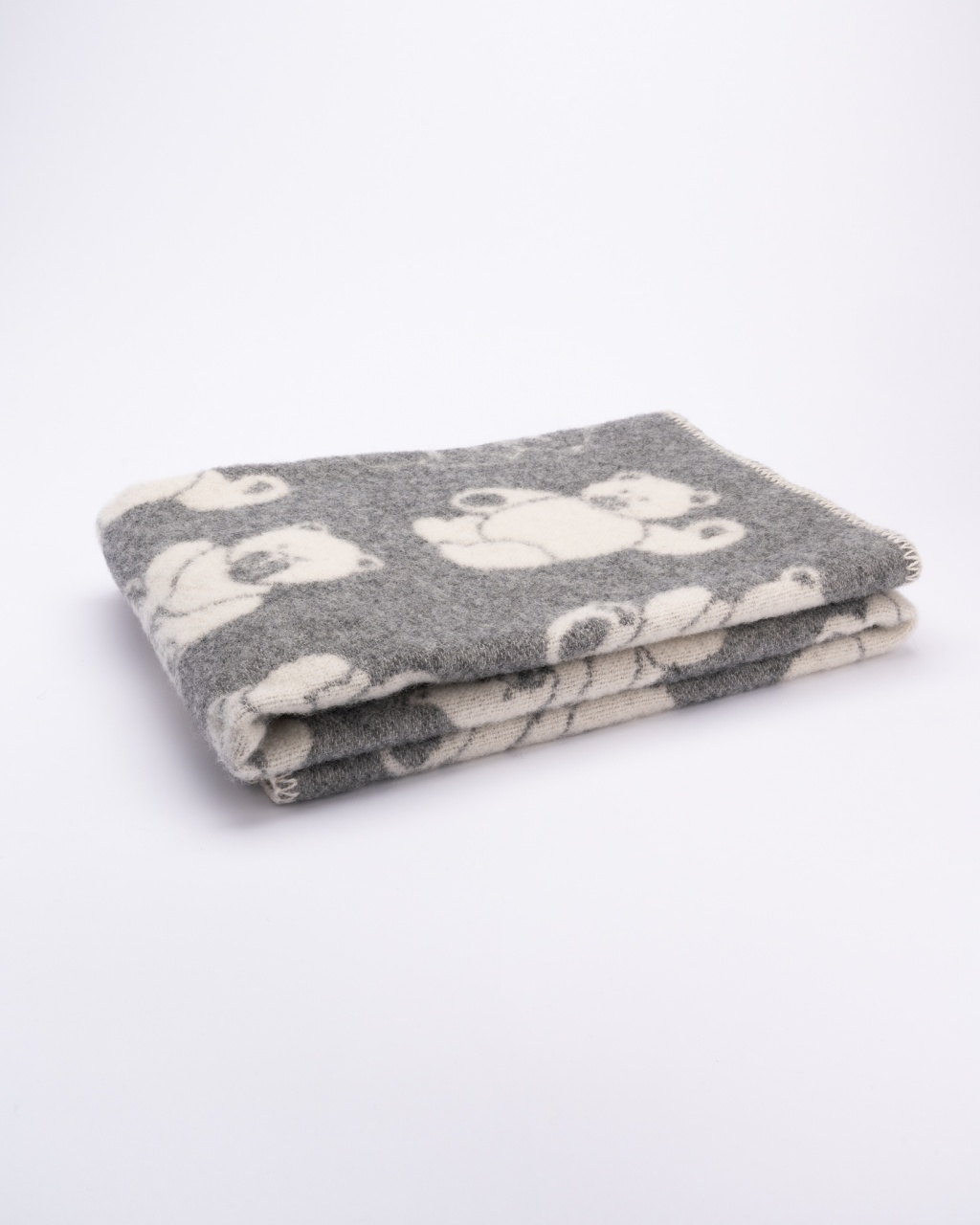 Children's woollen GREY BEAR blanket