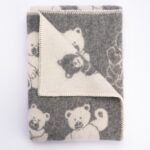 Children's woollen GREY BEAR blanket