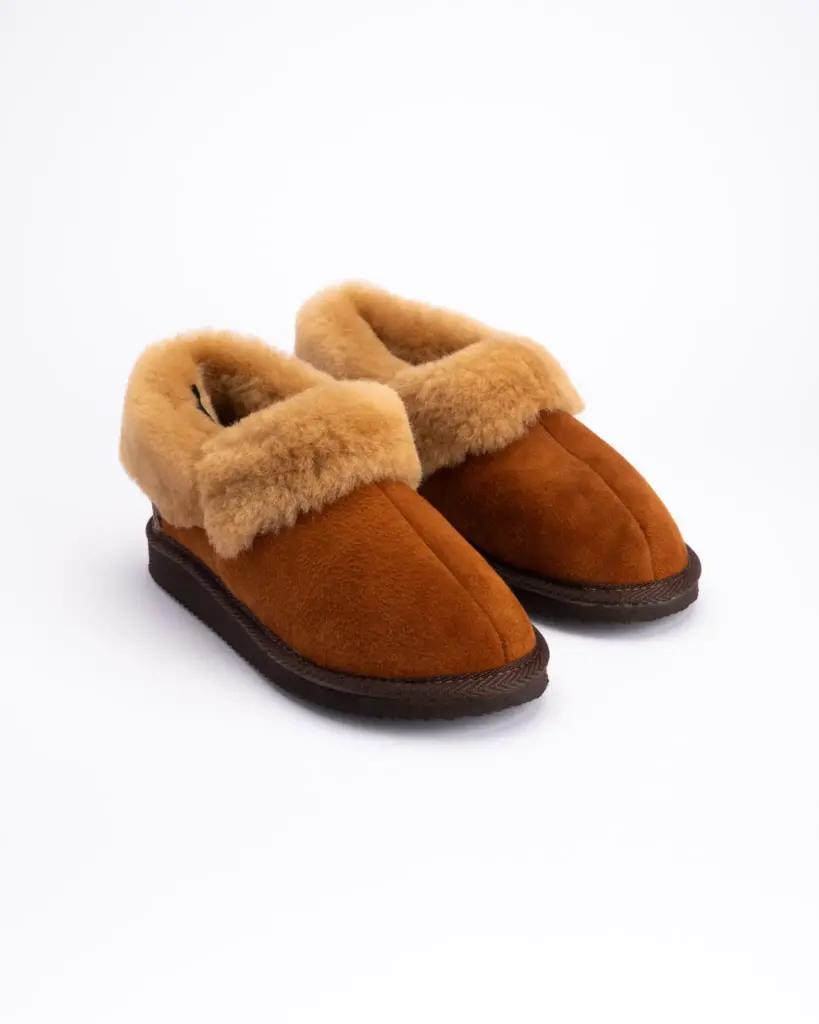 WoolLando women's genuine fur leather boots BROWN