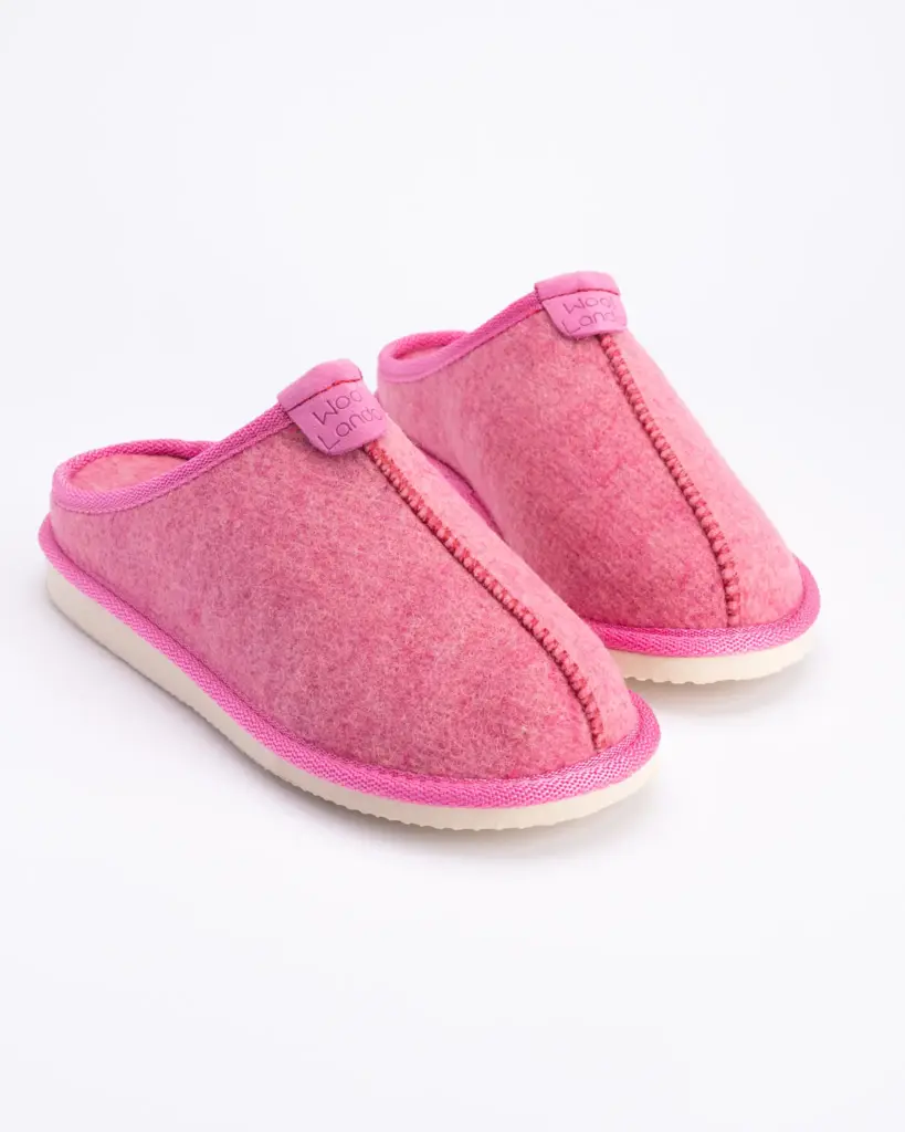 WoolLando natural wool felted slippers RASPBERRY