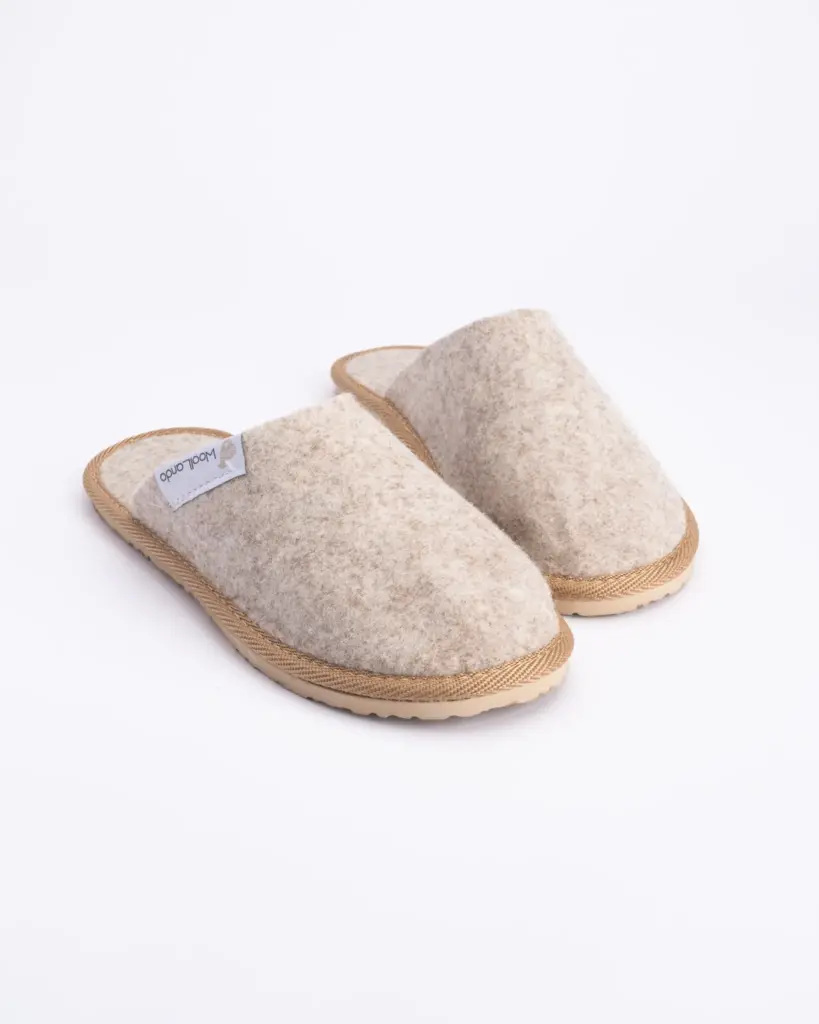 WoolLando natural wool felted slippers BEIGE
