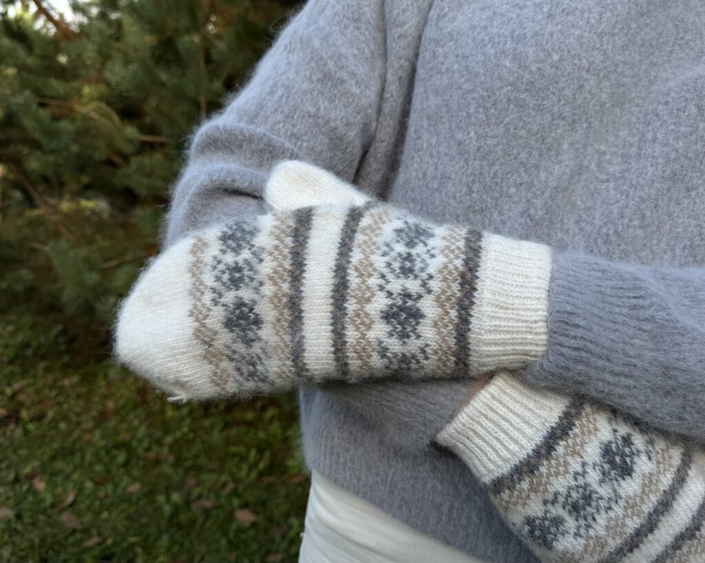 Men's white merino wool gloves CREAM