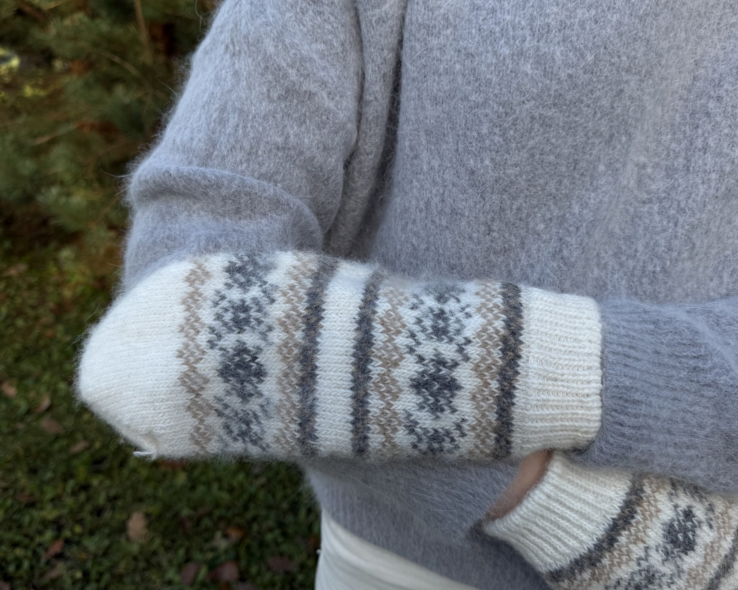 Men's white merino wool gloves CREAM