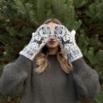 Women's merino wool gloves WHITE DEER