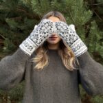 Women's merino wool gloves WHITE FROST