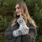 Women's merino wool gloves WHITE WINTER