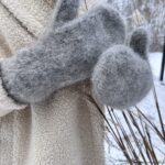 100% dog wool gloves GREY