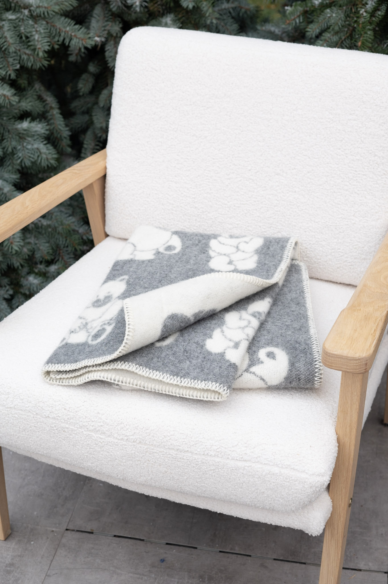 Children's woollen grey plaid BEAR