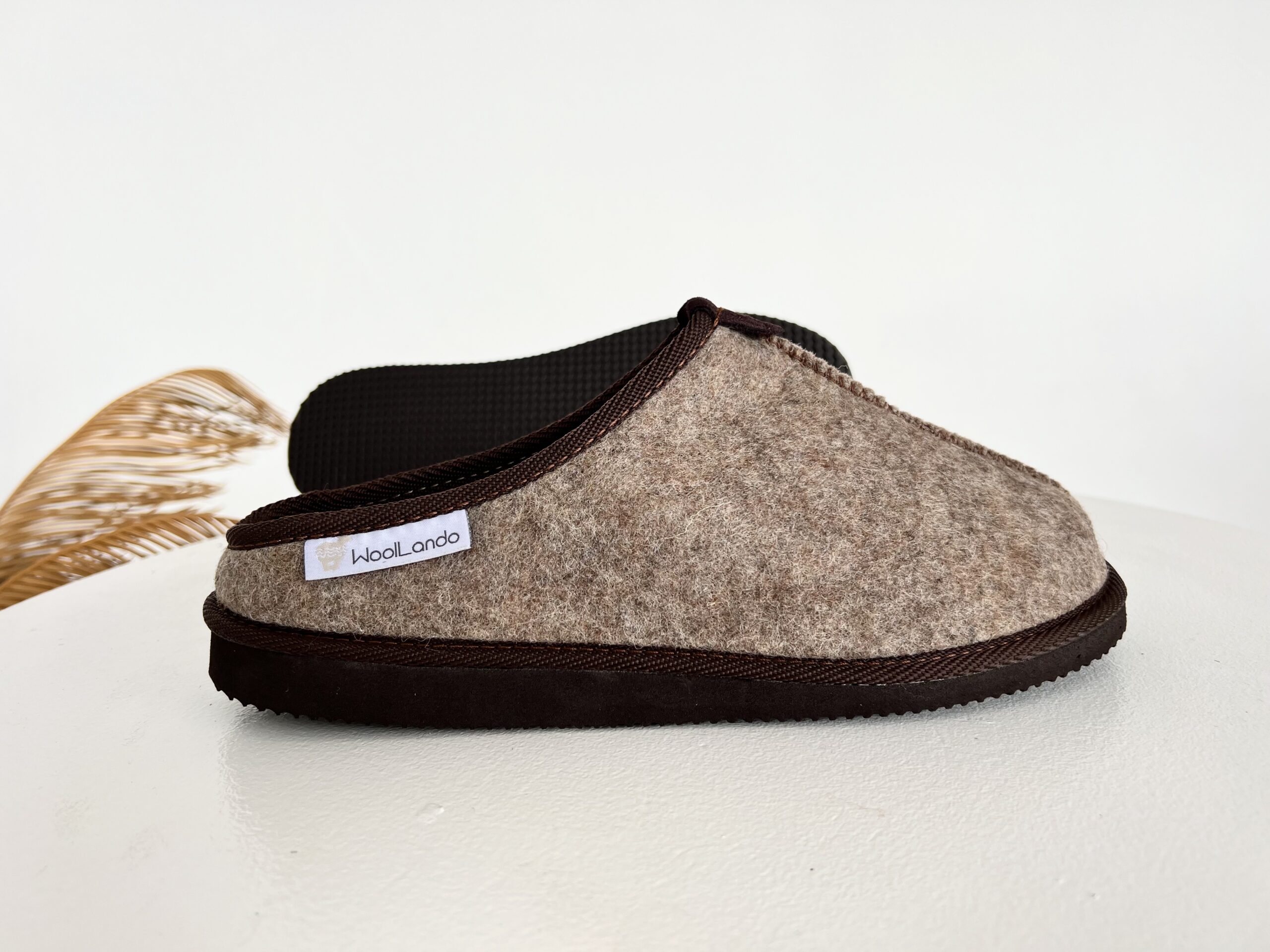 Woolland embossed natural wool felted slippers SAND