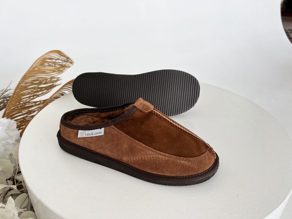 Woolland men's leather slippers CAMEL