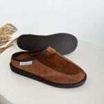 WoolLando men's fur leather slippers CAMEL