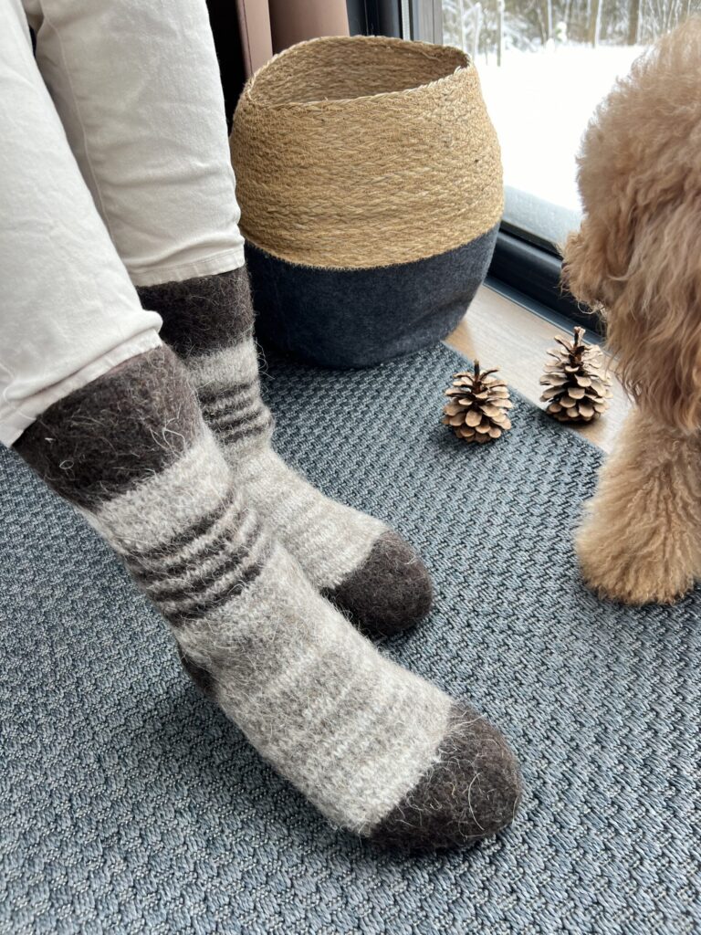 Natural 100% dog wool socks