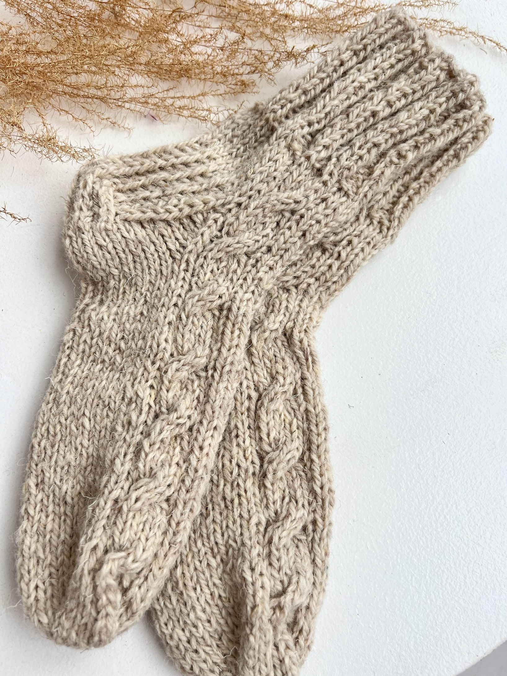 Natural sheep - dog wool socks HAND MADE