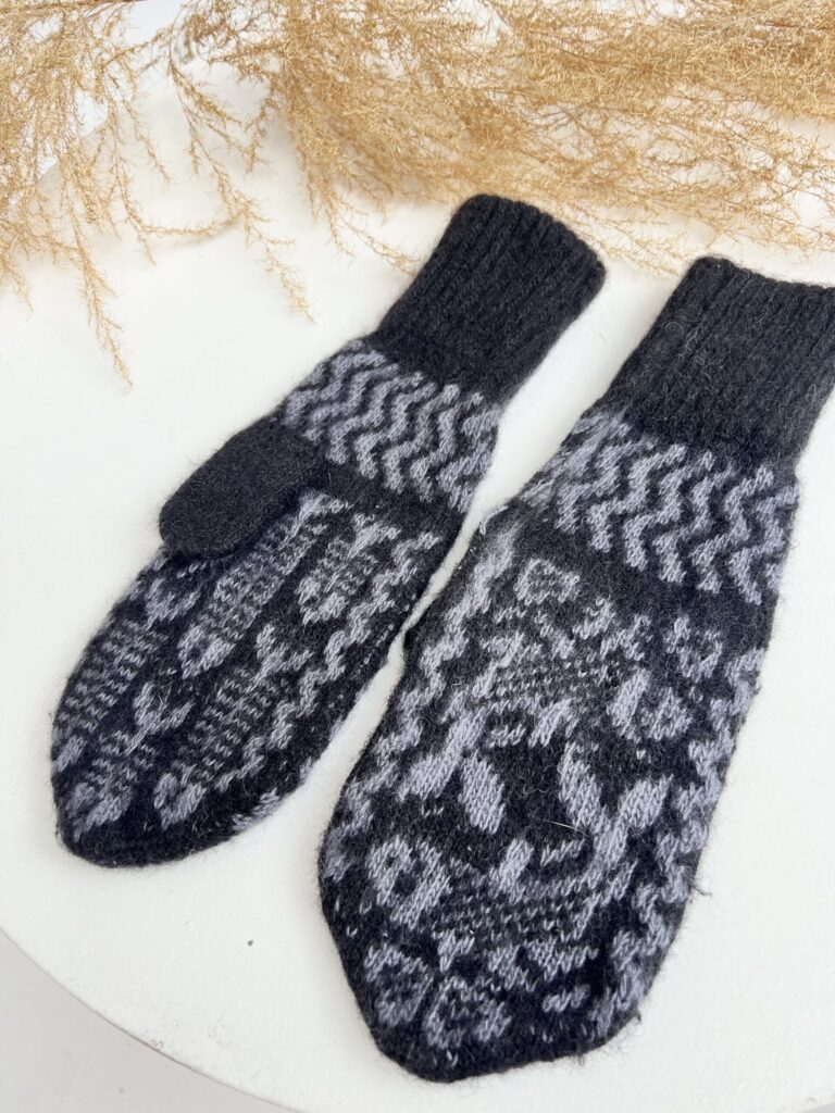 Men's merino wool mittens BLACK