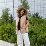Merino wool vest in cream 'UNISEX'