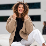 Zaffiro lambswool womens brown hooded jacket ZOYA