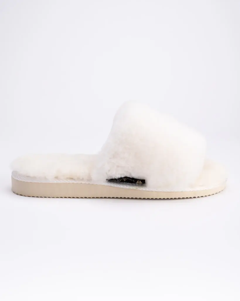 WoolLando women's genuine fur open toe slippers