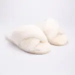 WoolLando women's natural fur white open slippers