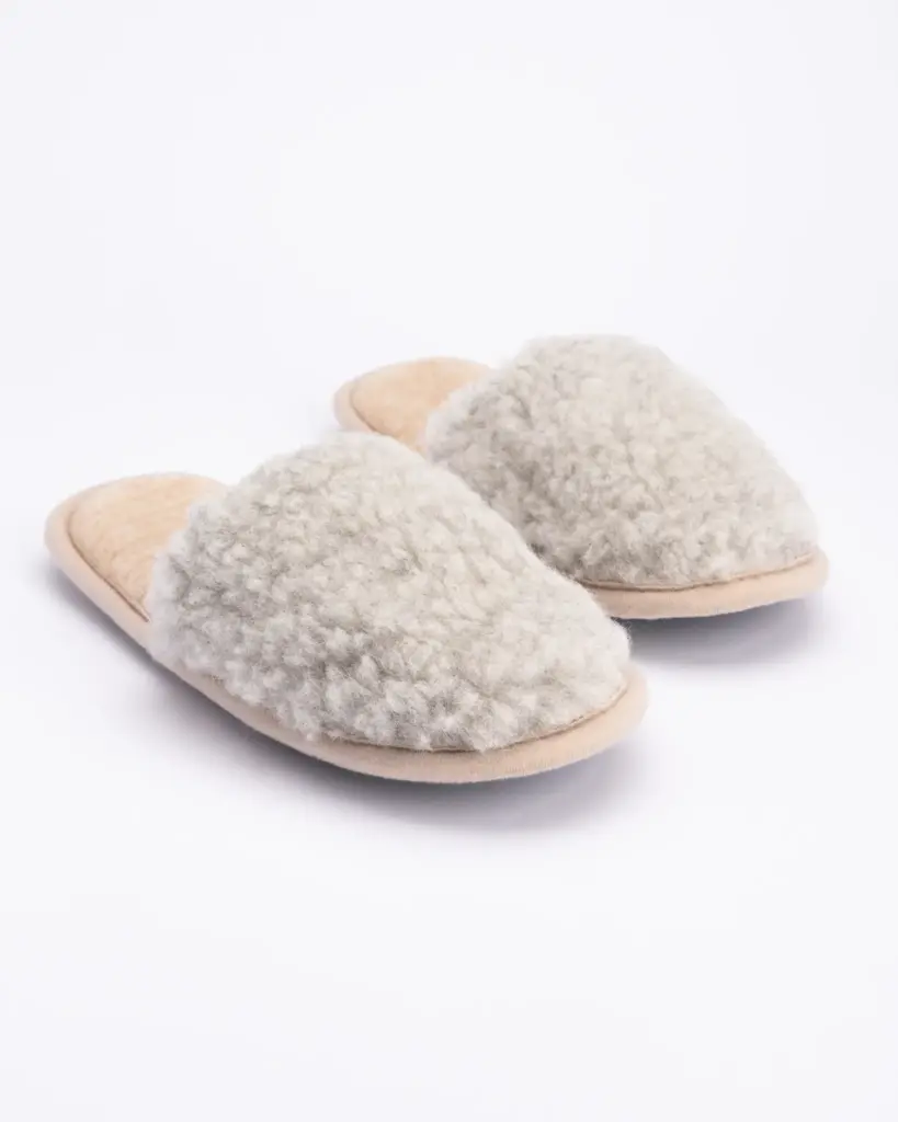 WoolLando natural merino wool light grey slippers