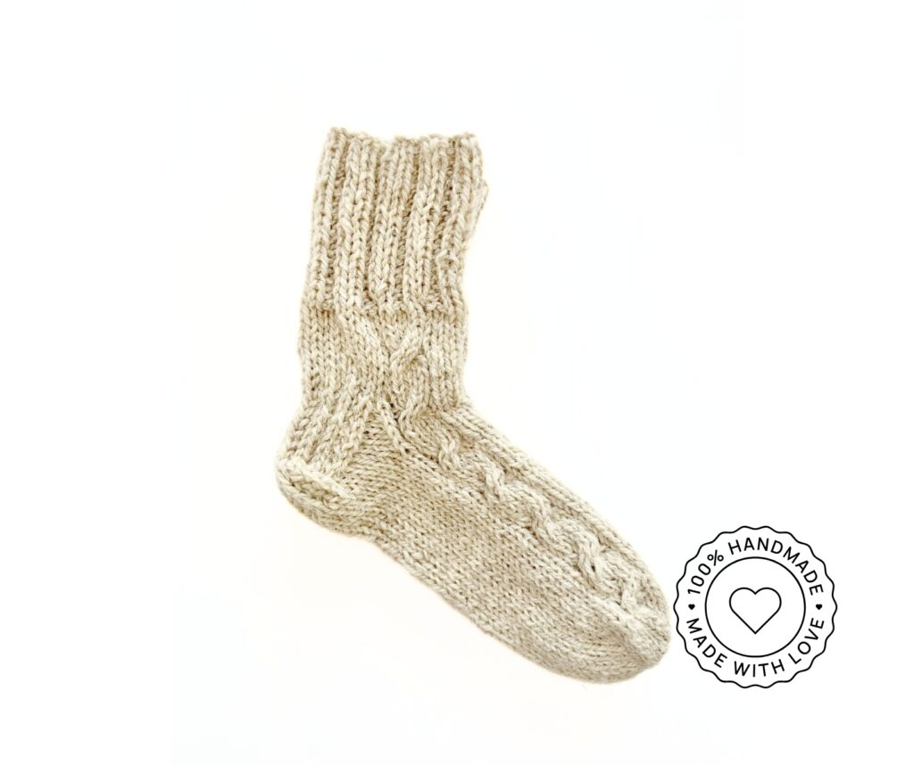 Natural sheep - dog wool socks HAND MADE