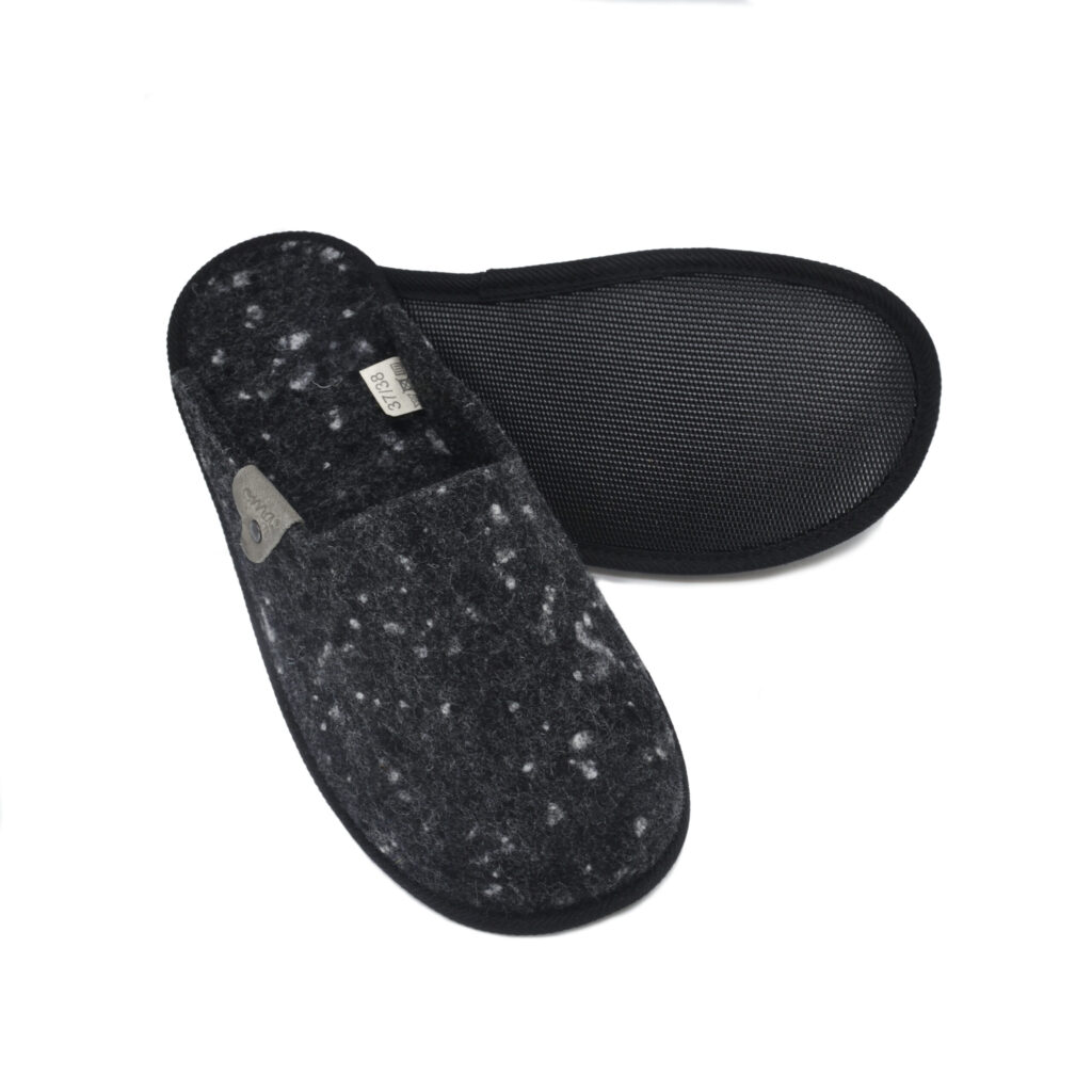 Woolland embossed natural wool felted slippers BEIGE