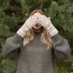 Women's merino wool gloves BROWN FROST