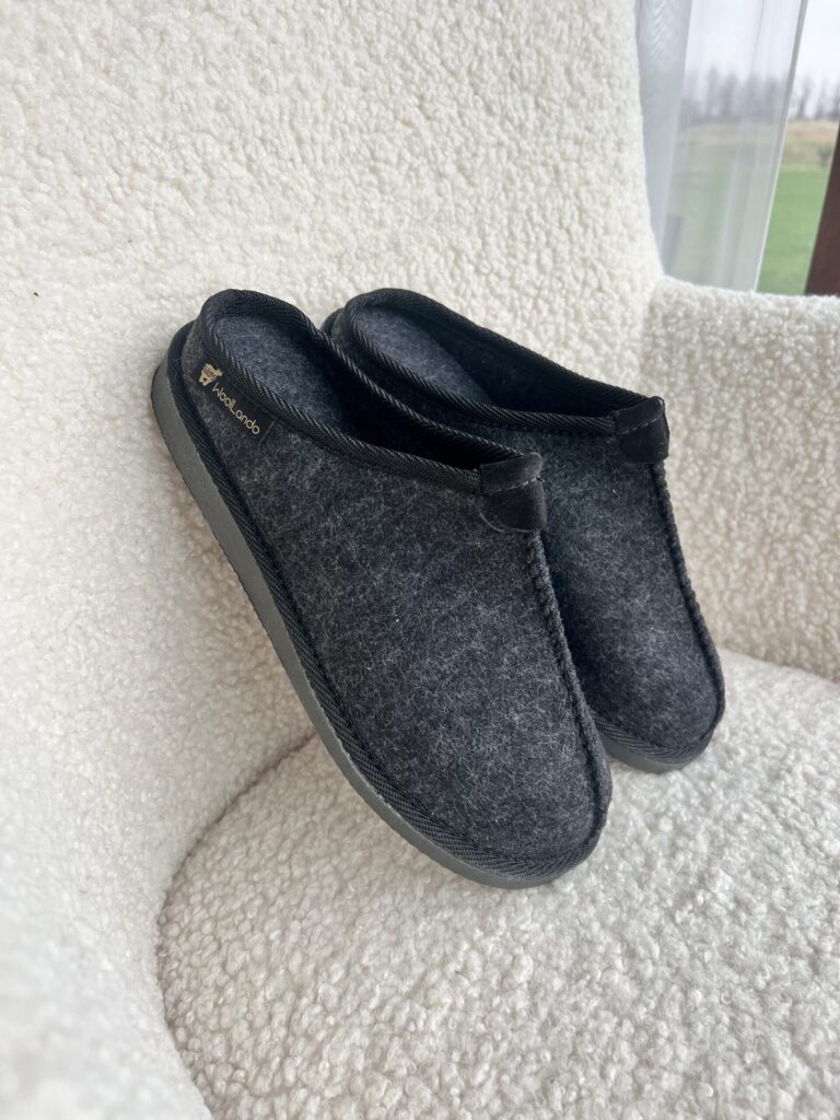 Woolland embossed natural wool felted slippers SAND