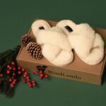WoolLando natural merino wool white open toe slippers