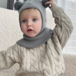 Merino wool children's helmet grey POMPONAS