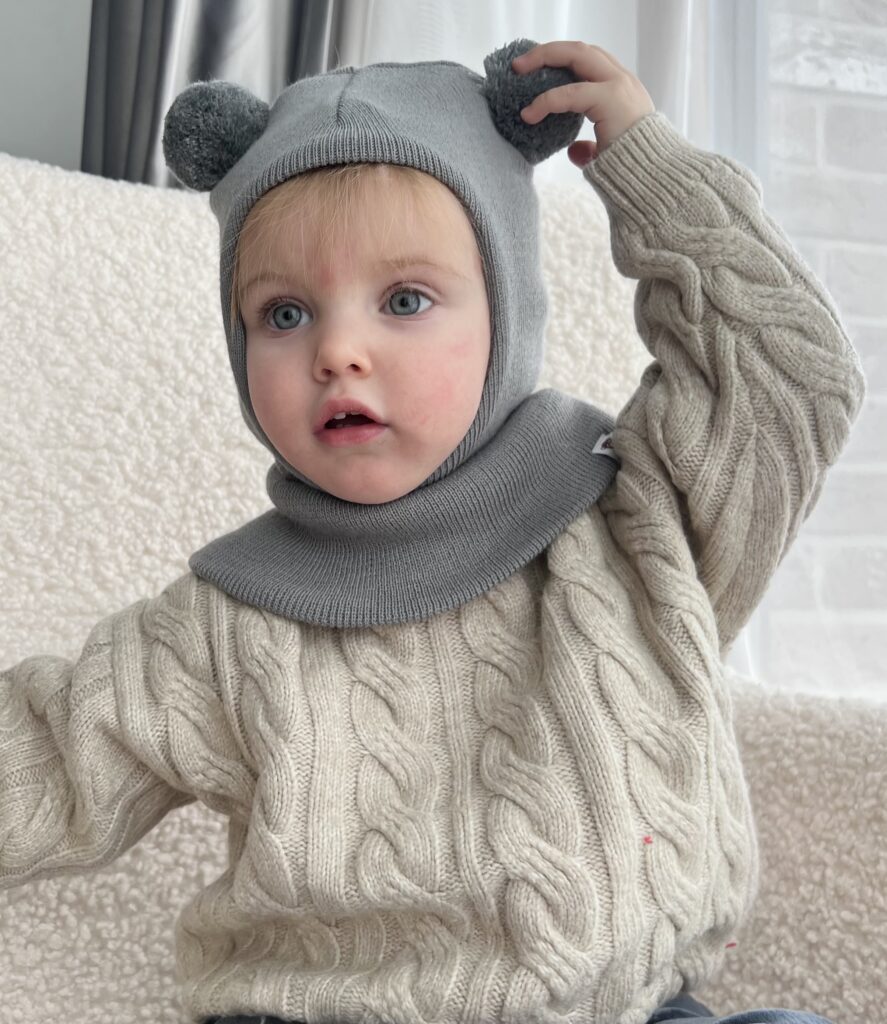 Zaffiro lambswool children's hat grey with ears
