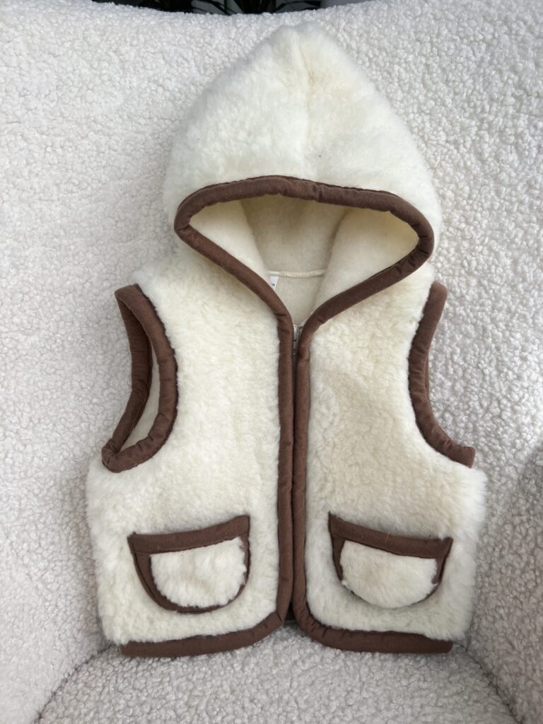 Children's merino wool hooded vest