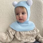 Merino wool children's helmet blue POMPONAS