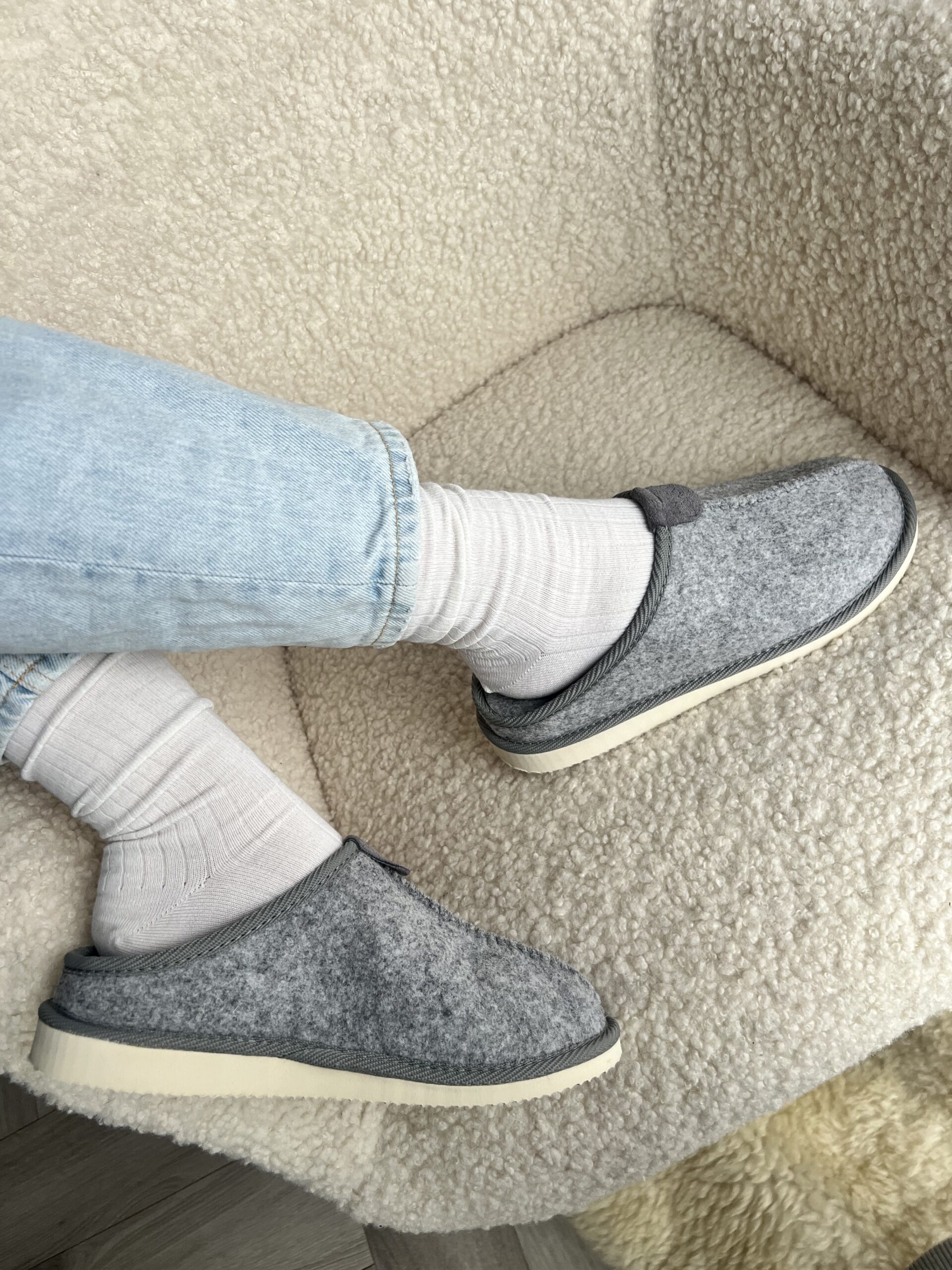 Woolland embossed natural wool felted slippers NIDA