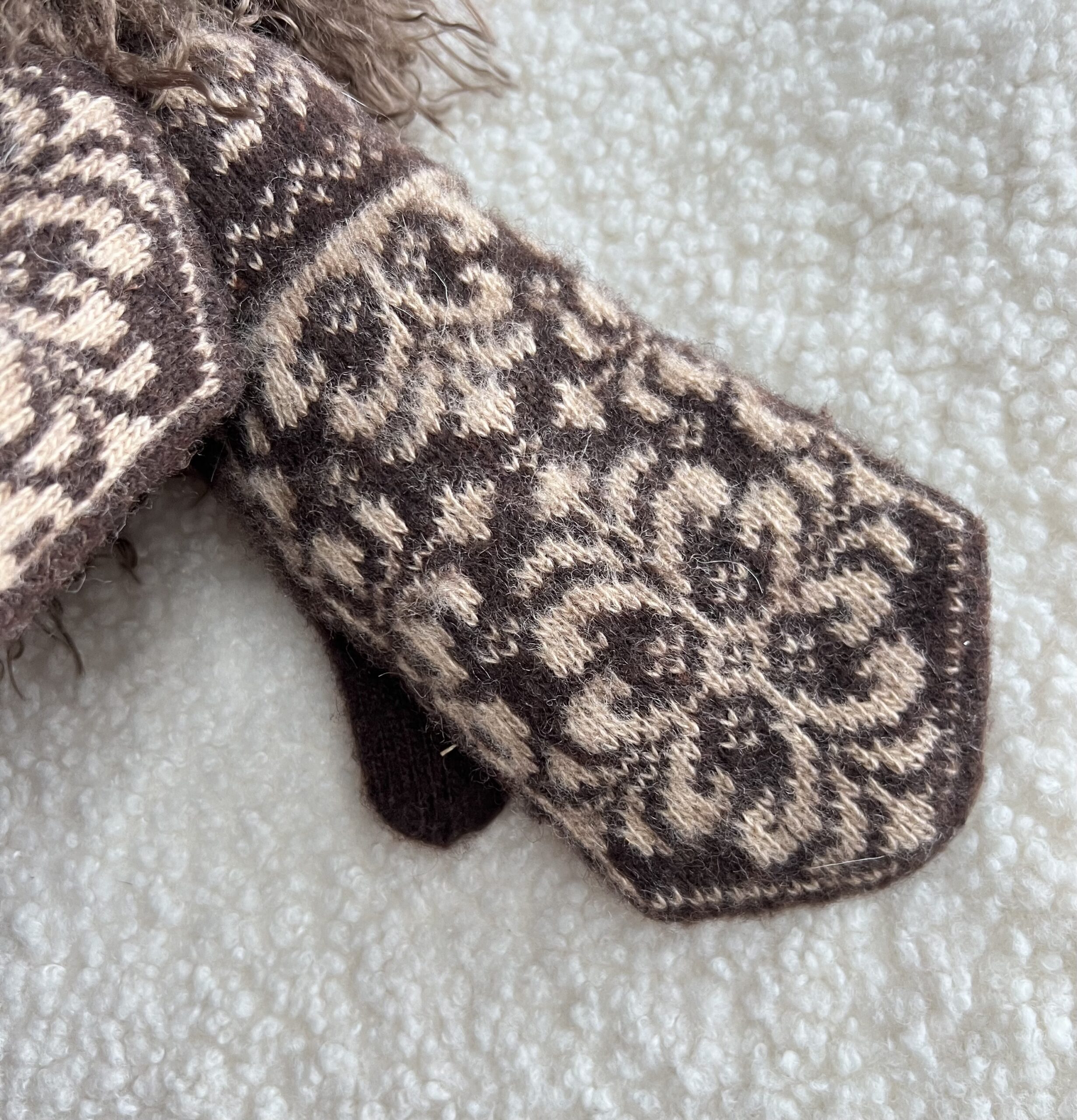 Women's merino wool gloves BROWN FLAKES