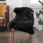 Natural tanned thick black merino sheepskin 80×120cm