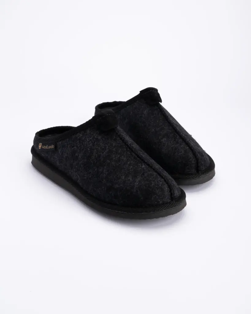 WoolLando natural wool felted slippers CARBON