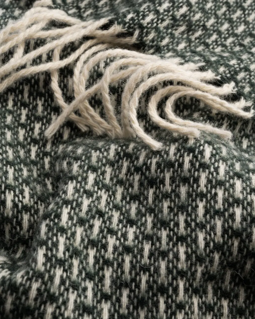 WoolLando NEW ZEALAND luxury 100% wool blanket PATTERNED GREEN